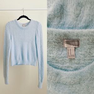 Fluffy Light Blue Long-sleeve Sweater